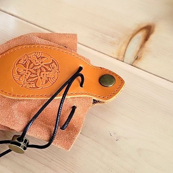 Tooled Leather and Rawhide Drawstring Pouch - Picture 5 of 5